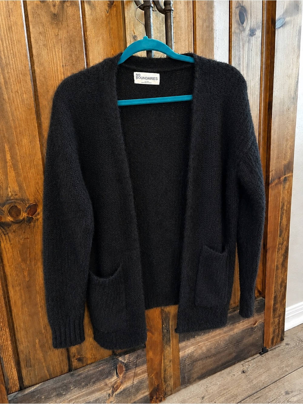 No Boundaries Black Open-Front Pocket Cardigan